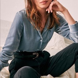 SÉZANE Florence Velvet Shirt Size 34FR